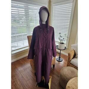 L.L Bean Wool Blend Hooded Trench Coat Women's Size Petite Large